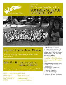 SUMMER SCHOOL of VISUAL ART  July 6 - 11: with David Wilson