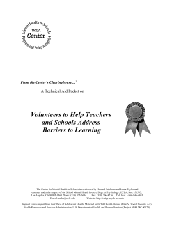 Volunteers to Help Teachers and Schools Address Barriers to Learning