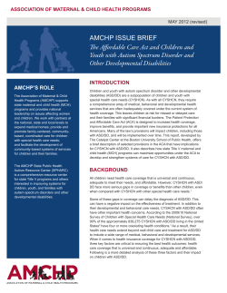 AMCHP ISSUE BRIEF The Affordable Care Act and Children and