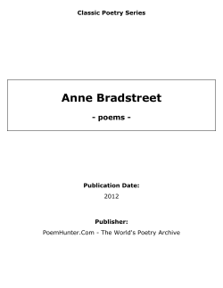 Anne Bradstreet - poems - Classic Poetry Series Publication Date: