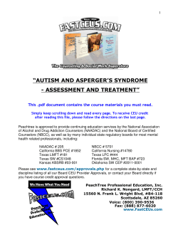 “ AUTISM AND ASPERGER’S SYNDROME  - ASSESSMENT AND TREATMENT