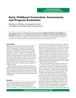 Early Childhood Curriculum, Assessment, and Program Evaluation Building an Effective, Accountable System