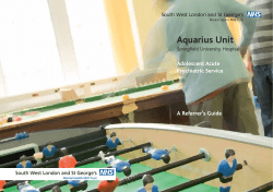 Aquarius Unit Adolescent Acute Psychiatric Service A Referrer’s Guide