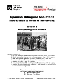 Spanish Bilingual Assistant Introduction to Medical Interpreting  Section 8