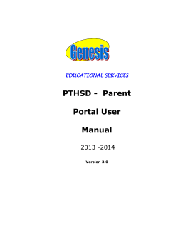 PTHSD -  Parent  Portal User Manual