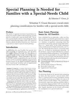 Special Planning Is Needed for Families with a Special-Needs Child