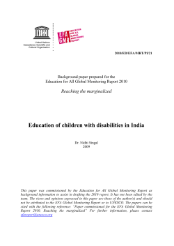Education of children with disabilities in India Reaching the marginalized