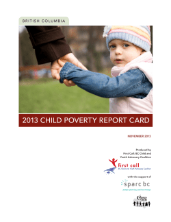 2013 CHILD POVERTY REPORT CARD NOVEMBER 2013 Produced by