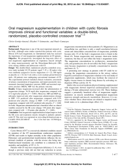 Oral magnesium supplementation in children with cystic fibrosis