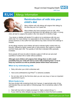 Allergy Information Reintroduction of milk into your child’s diet