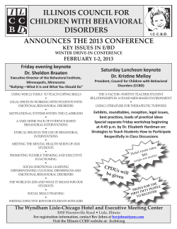 ILLINOIS COUNCIL FOR CHILDREN WITH BEHAVIORAL DISORDERS ANNOUNCES THE 2013 CONFERENCE
