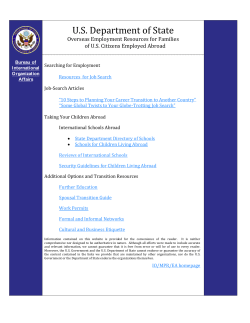 U.S. Department of State Overseas Employment Resources for Families __________