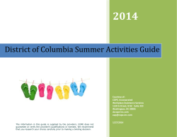 2014 District of Columbia Summer Activities Guide