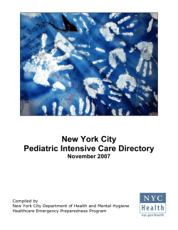 New York City Pediatric Intensive Care Directory November 2007