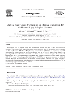 Multiple-family group treatment as an effective intervention for