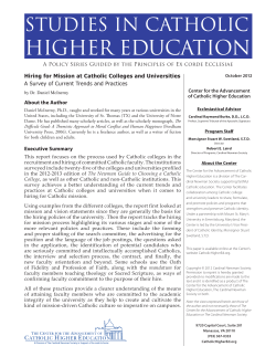 HIGHER EDUCATION STUDIES IN CATHOLIC