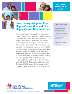 Intercountry Adoption From Hague Convention and Non- Hague Convention Countries FACTSHEET