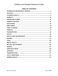 Children and Families Resource Guide TABLE OF CONTENTS