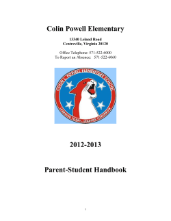 Colin Powell Elementary 2012-2013 Parent-Student Handbook