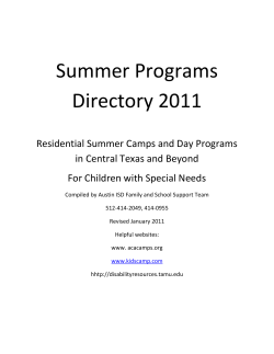 Summer Programs Directory 2011 Residential Summer Camps and Day Programs
