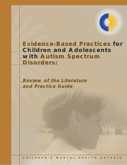 Evidence-Based Practices Autism Spectrum Disorders: for