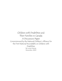 Children with Disabilities and Their Families in Canada A Discussion Paper