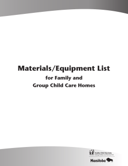 Materials/Equipment List for Family and Group Child Care Homes