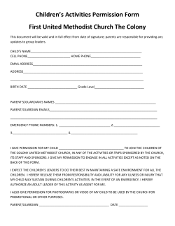 Children’s Activities Permission Form First United Methodist Church The Colony