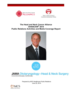 The Head and Neck Cancer Alliance OHANCAW 2014