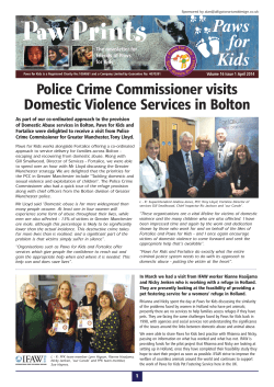 Paw Prints Police Crime Commissioner visits Domestic Violence Services in Bolton