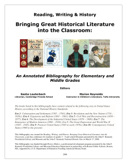 Bringing Great Historical Literature into the Classroom: Reading, Writing &amp; History