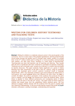 WRITING FOR CHILDREN: HISTORY TEXTBOOKS  AND TEACHING TEXTS 