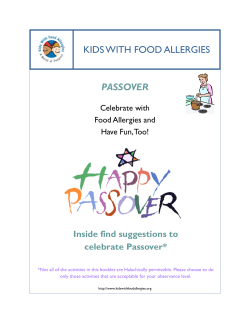 PASSOVER KIDS WITH  FOOD ALLERGIES Inside find suggestions to celebrate Passover*