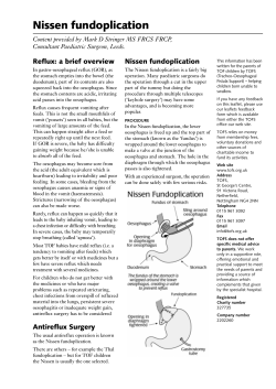 Nissen fundoplication Reflux: a brief overview Consultant Paediatric Surgeon, Leeds.