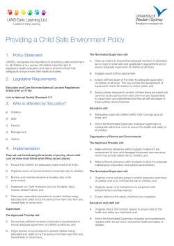 Providing a Child Safe Environment Policy 1.   Policy Statement