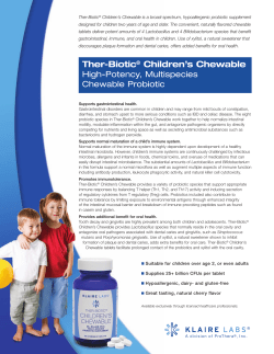 Ther-Biotic Children’s Chewable is a broad-spectrum, hypoallergenic probiotic supplement