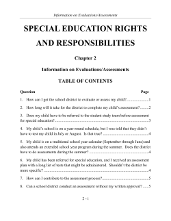 SPECIAL EDUCATION RIGHTS AND RESPONSIBILITIES Chapter 2 Information on Evaluations/Assessments