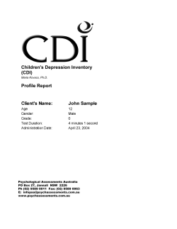 Children's Depression Inventory (CDI) Profile Report