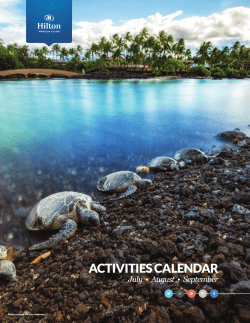 ACTIVITIES CALENDAR July  •  August  •  September