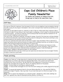 Cape Cod Children’s Place Family Newsletter CCCP News...