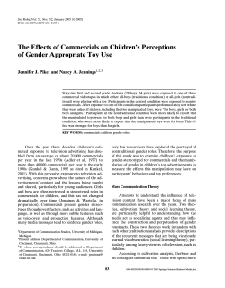 The Effects of Commercials on Children’s Perceptions Jennifer J. Pike
