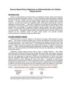 Science-Based Policy Statement on Optimal Nutrition for Children Playing Soccer  INTRODUCTION