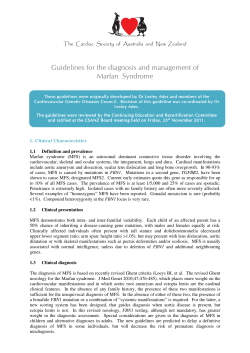 Guidelines for the diagnosis and management of Marfan  Syndrome