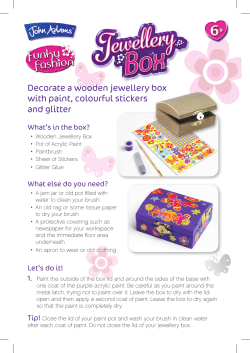 Decorate a wooden jewellery box with paint, colourful stickers and glitter