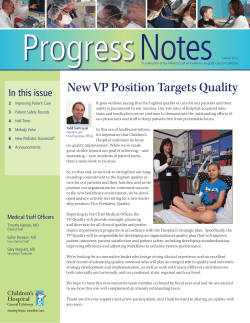Notes Progress New VP Position Targets Quality In this issue