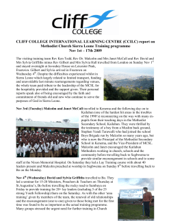 CLIFF COLLEGE INTERNATIONAL LEARNING CENTRE (CCILC) report on