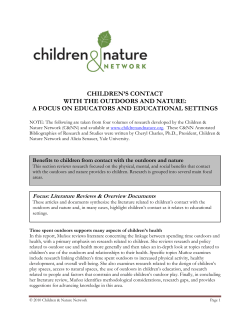 CHILDREN’S CONTACT WITH THE OUTDOORS AND NATURE: