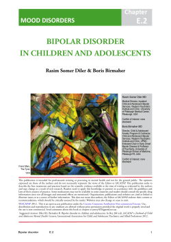 E.2 BIPOLAR DISORDER IN CHILDREN AND ADOLESCENTS Chapter