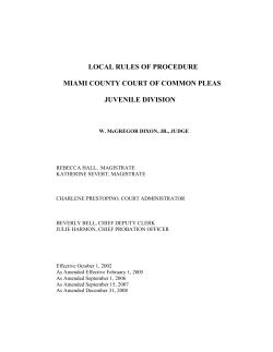 LOCAL RULES OF PROCEDURE MIAMI COUNTY COURT OF COMMON PLEAS JUVENILE