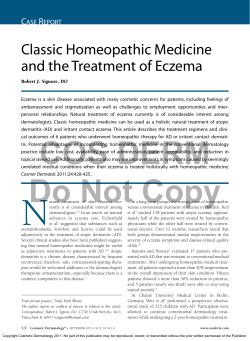 Classic Homeopathic Medicine and the Treatment of Eczema C R